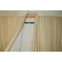 拾11089RM シルク化繊丹後縮緬調 男着物袷 裄74丈140К芭蕉色の濃淡 粋縞 洗える江戸小紋