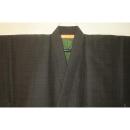 拾11090RM シルク化繊丹後縮緬調 男着物袷 裄70丈147К茶色濃淡・角通し千鳥格子文様 洗え