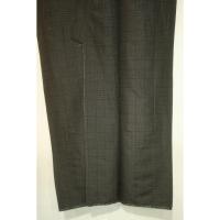 拾11090RM シルク化繊丹後縮緬調 男着物袷 裄70丈147К茶色濃淡・角通し千鳥格子文様 洗え