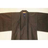 弐11095RM本絹八王子織物陣馬紬 男着物羽織 裄67丈130К超光沢の唐茶褐色 新品アウトレット