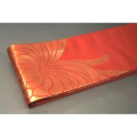 弐11108RM 男角帯 西陣織本絹 別誂えК朱色地金襴練貫の乱菊文様 極上新品