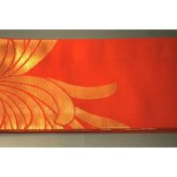 弐11108RM 男角帯 西陣織本絹 別誂えК朱色地金襴練貫の乱菊文様 極上新品