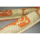 弐11111RM 男角帯 本絹西陣織К練貫 柿朱色地に金糸練貫 藤巻き文様 新品 別誂え