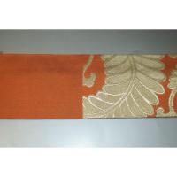 弐11111RM 男角帯 本絹西陣織К練貫 柿朱色地に金糸練貫 藤巻き文様 新品 別誂え