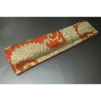 弐11111RM 男角帯 本絹西陣織К練貫 柿朱色地に金糸練貫 藤巻き文様 新品 別誂え