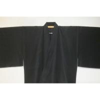 拾11117RM シルク化繊丹後縮緬お召調 男着物袷 裄70丈148К黒・無地感 新品 茶人好み