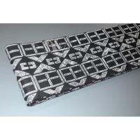 弐11127RM 男角帯 木綿遠州古渡染 К濃紺地に灰の将棋の升目柄に将棋の駒写し 全通仕立て