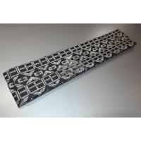 弐11127RM 男角帯 木綿遠州古渡染 К濃紺地に灰の将棋の升目柄に将棋の駒写し 全通仕立て