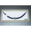 弐11132RM 天然石の男物羽織紐 К皆中オリジナル一点物 アベンチュリン(緑水晶)と紫紺のねじり