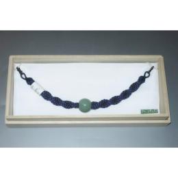 弐11132RM 天然石の男物羽織紐 К皆中オリジナル一点物 アベンチュリン(緑水晶)と紫紺のねじり