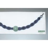 弐11132RM 天然石の男物羽織紐 К皆中オリジナル一点物 アベンチュリン(緑水晶)と紫紺のねじり