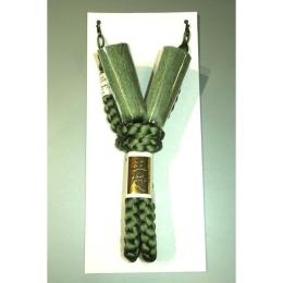 【44番】男性羽織紐・本絹組紐 К銀色がちの抹茶色 ※限定色 日本製