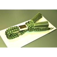 【44番】男性羽織紐・本絹組紐 К銀色がちの抹茶色 ※限定色 日本製