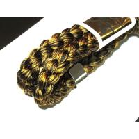 【43番】男性羽織紐・本絹組紐 К二色絞「虎斑・金に黒」 ※限定色 日本製