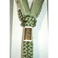 【44番】男性羽織紐・本絹組紐 К銀色がちの抹茶色 ※限定色 日本製