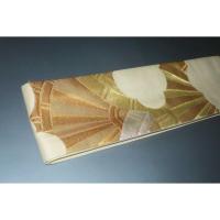 弐11149RM 男角帯 本絹西陣織 К白地金襴に雲居に源氏車の図 新品 高貴な帯に如何でしょうか