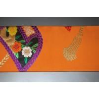 弐11150RM 男角帯 本絹西陣織К柿色地に印綬文様 帯コレクター必見 別誂え