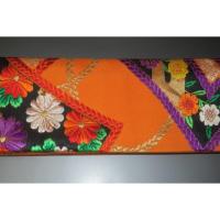 弐11150RM 男角帯 本絹西陣織К柿色地に印綬文様 帯コレクター必見 別誂え