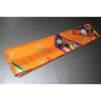 弐11150RM 男角帯 本絹西陣織К柿色地に印綬文様 帯コレクター必見 別誂え