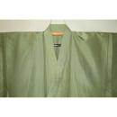 拾11157RM シルク化繊丹後縮緬お召調 男着物単衣 裄71丈142К鶯緑色無地感 新品 茶人好み