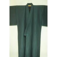 拾11169RM シルク化繊丹後縮緬お召調 男着物袷 裄72丈145К青緑お納戸色・無地感 茶人好み