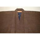 弐11220 本絹秩父銘仙 男着物羽織 裄67丈138К褐色の粗細 絶品 証紙付き 新品 秩父逸見織