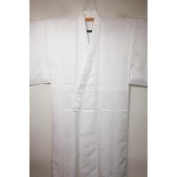 拾11247 シルク化繊 男着物袷 裄75丈150 К 綸子白地・沙綾形文様 新品