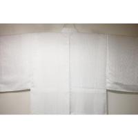 拾11247 シルク化繊 男着物袷 裄75丈150 К 綸子白地・沙綾形文様 新品