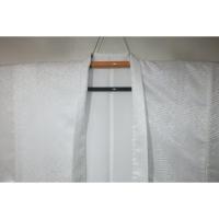 拾11244 シルク化繊 男羽織 裄70丈91 К 綸子白地・沙綾形文様 新品