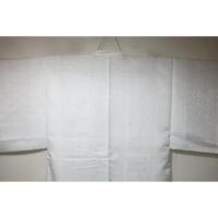 拾11244 シルク化繊 男羽織 裄70丈91 К 綸子白地・沙綾形文様 新品