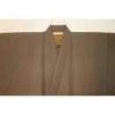 拾11249RM シルク化繊丹後縮緬調 男着物袷 裄71丈148К金茶色地の毘沙門亀甲文様 洗える江