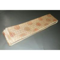 弐11267RM 男角帯 シルク化繊西陣織К伽羅色地金襴の七宝矢車文様 全通 新品別誂え