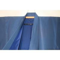 拾11140RM シルク化繊丹後縮緬お召調 男着物袷 裄73丈148К青灰色無地感 新品 茶人好み