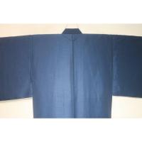 拾11140RM シルク化繊丹後縮緬お召調 男着物袷 裄73丈148К青灰色無地感 新品 茶人好み