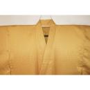 拾11273RM シルク化繊丹後縮緬綸子調 男着物袷 裄71丈148К黄金山吹色地の四ツ目絞り織文様