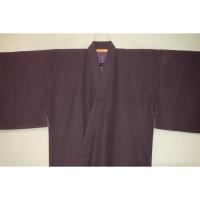 拾11274RM シルク化繊丹後縮緬調 男着物袷 裄70丈149К桜ネズ・藤紫色地の毘沙門亀甲文様