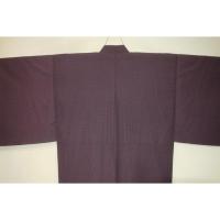 拾11274RM シルク化繊丹後縮緬調 男着物袷 裄70丈149К桜ネズ・藤紫色地の毘沙門亀甲文様